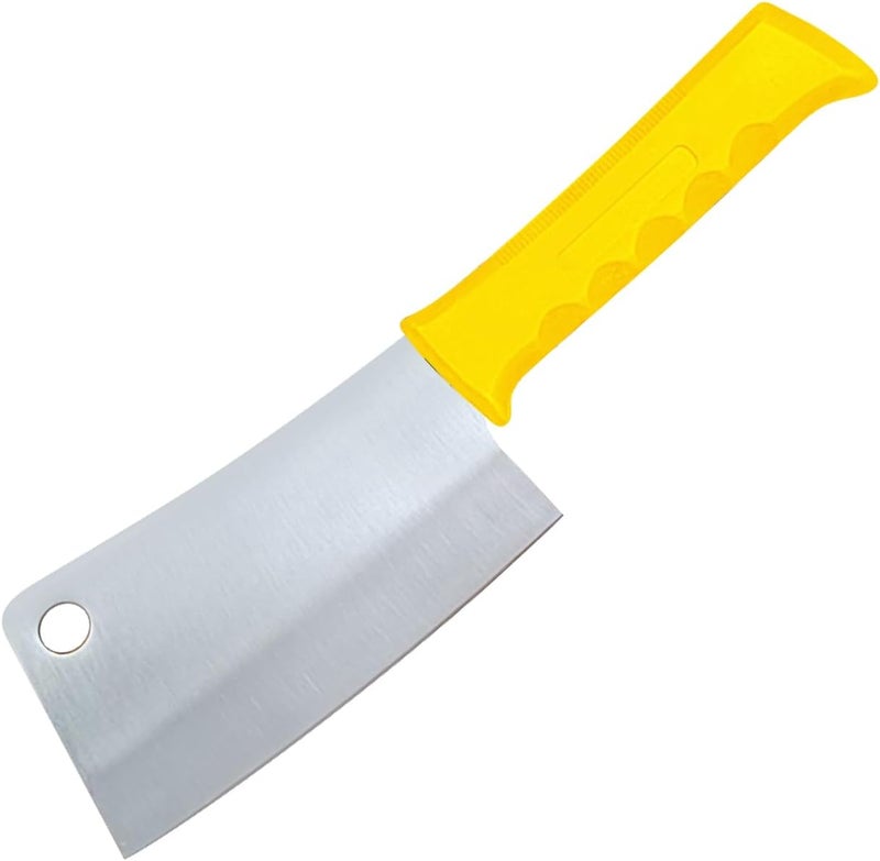 Kitchen Master 6 Inch Stainless Steel Meat Cleaver with Yellow Handle - Image 1